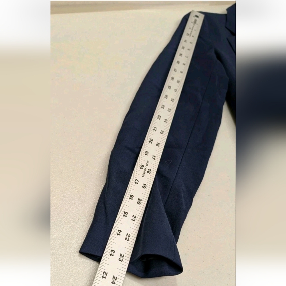 Theory Sepia Long Sleeve Open Front Blazer Navy Blue 4 Virgin Wool Bl Sustainabl - Picture 14 of 14
